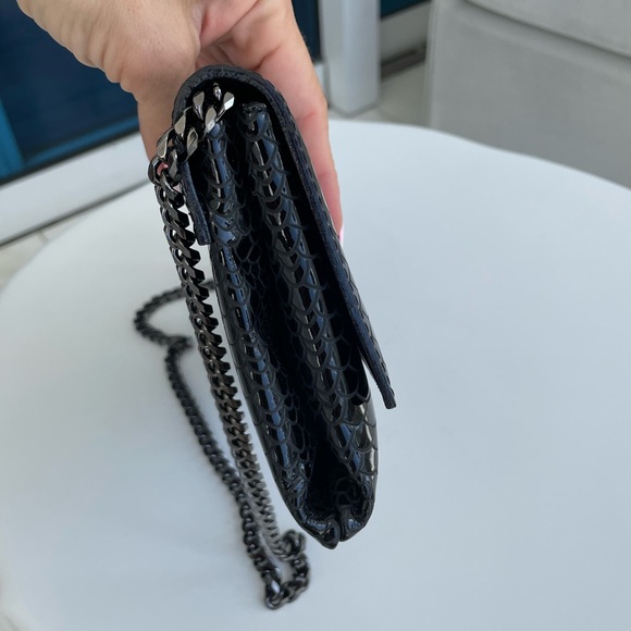 Casadei Patent Python Snakeskin Embossed Leather Clutch Black - Picture 11 of 16